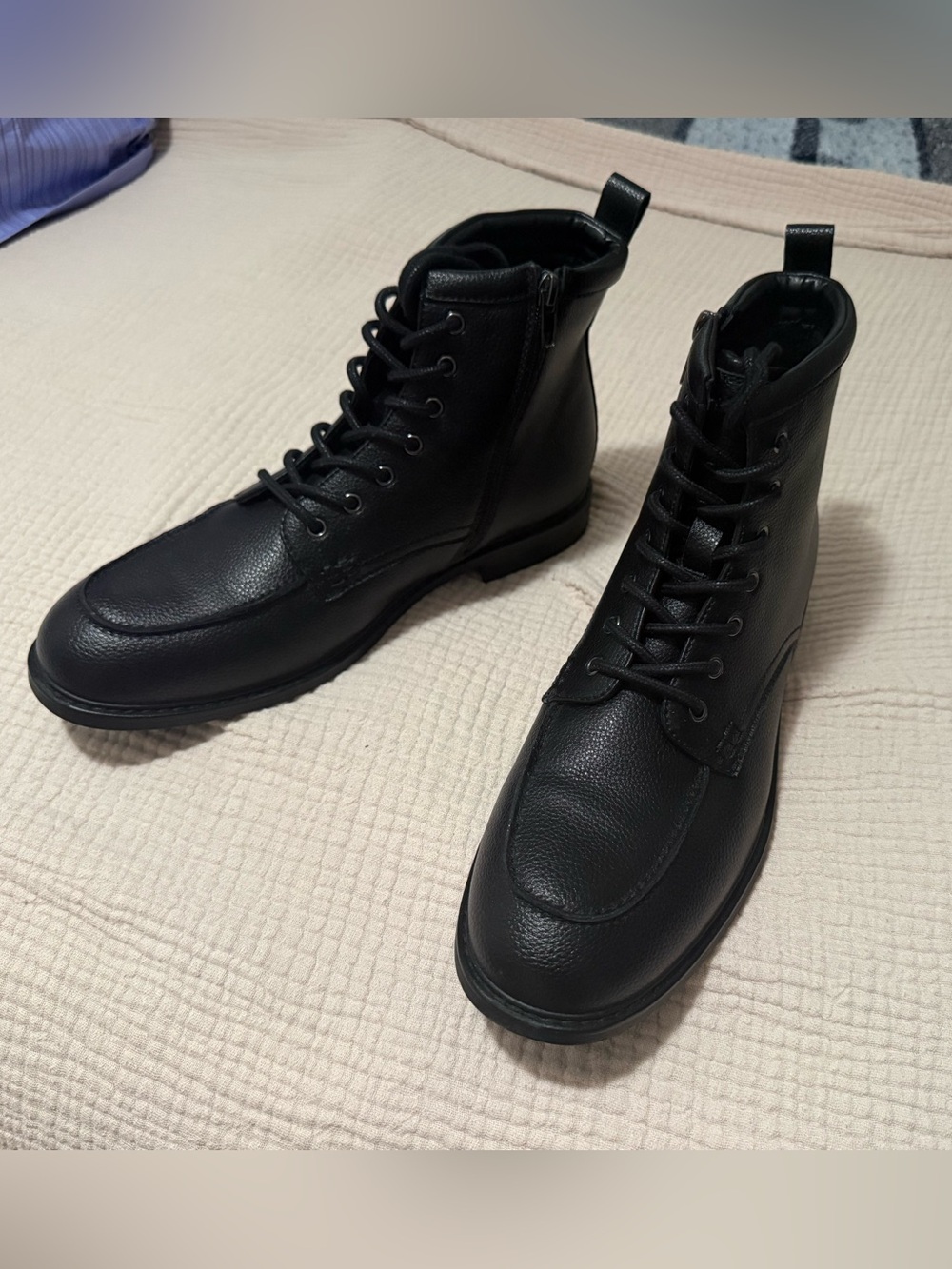 Aldo Men's Black Leather Lace-Up Ankle Boots sz 11 like new